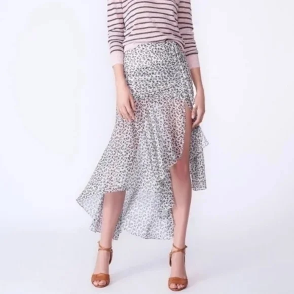 VERONICA BEARD SEVILLA RUFFLE SKIRT BLACK WHITE 4 - Picture 1 of 10